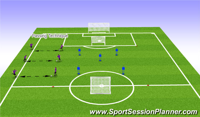 Football/Soccer Session Plan Drill (Colour): Passing in pairs