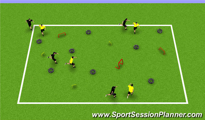 Football/Soccer Session Plan Drill (Colour): Lava Hoops and Hurdles