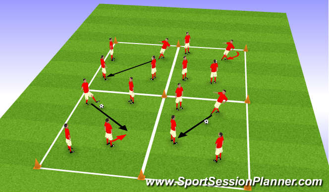 Football/Soccer Session Plan Drill (Colour): pass, receive, communicate