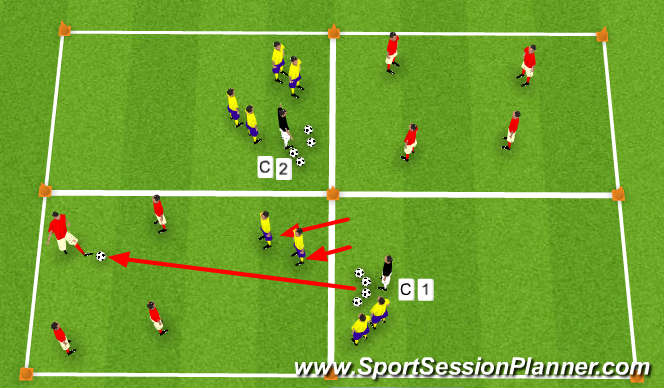 Football/Soccer Session Plan Drill (Colour): 4 v 2 possession