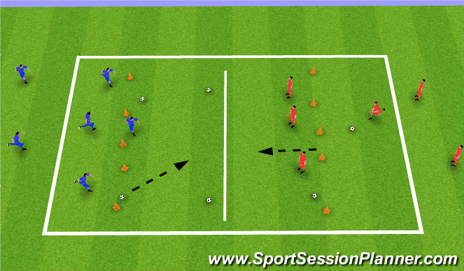 Football/Soccer Session Plan Drill (Colour): Warm Up -  In Foot Bowling