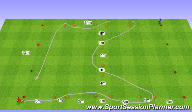 Football/Soccer Session Plan Drill (Colour): 2. Gry w labiryncie: Prowadzenie piłki.
