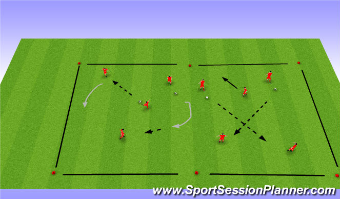 Football/Soccer Session Plan Drill (Colour): Warm-Up Multiple Balls