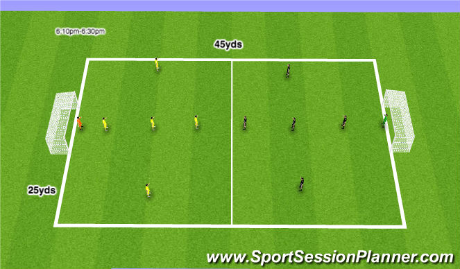 Football/Soccer Session Plan Drill (Colour): Free Play - 6v6 Game