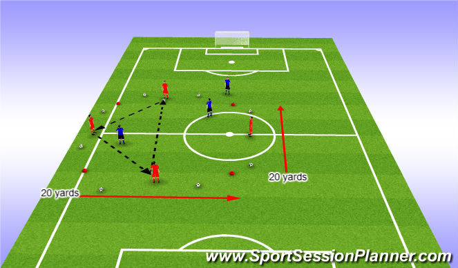 Football/Soccer Session Plan Drill (Colour): Warm-Up: 4 v 2