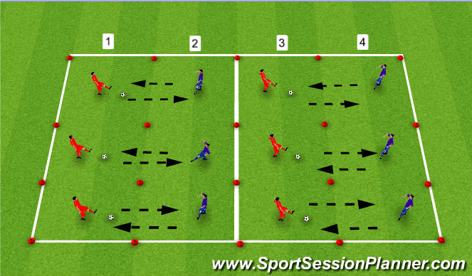 Football/Soccer Session Plan Drill (Colour): Exercise 1: Passing drill.