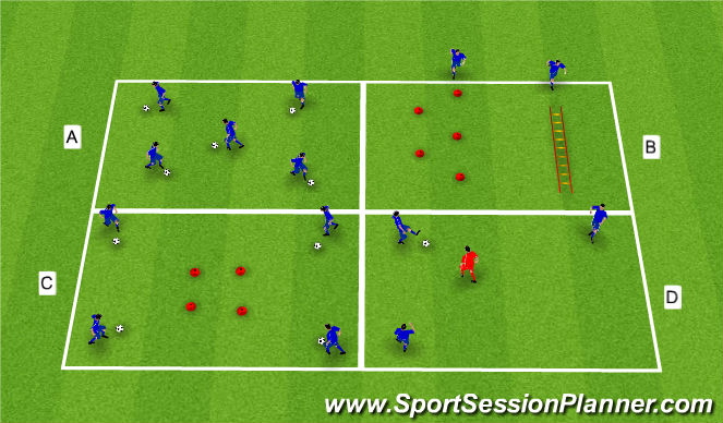 Football/Soccer Session Plan Drill (Colour): U11/12 Warm-up