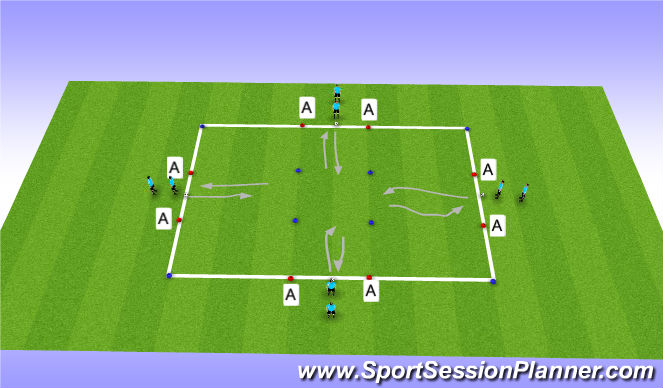 Football/Soccer Session Plan Drill (Colour): Warm Up 1 (Cuts)