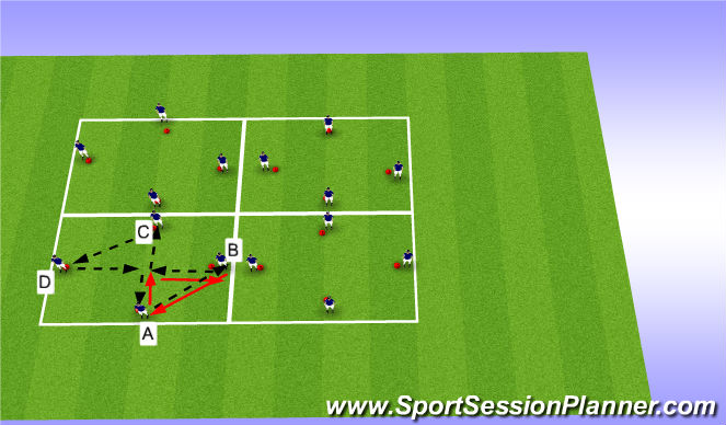 Football/Soccer Session Plan Drill (Colour): 4 man passing diamond