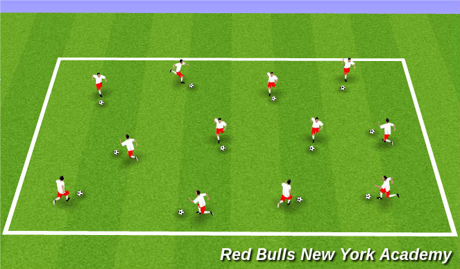Football/Soccer Session Plan Drill (Colour): Dribbling Warm-up