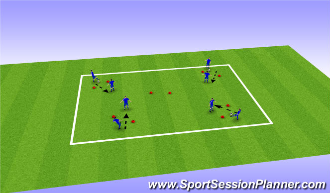 Football/Soccer Session Plan Drill (Colour): Gate Passing (10 mins)