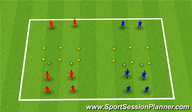 Fútbol Ejercicio del Plan de Sesiones (Color): Dribbling in 3's