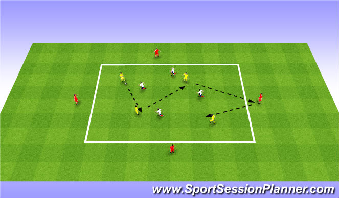 Football/Soccer Session Plan Drill (Colour): 4v4 + Support Players