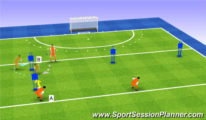 Hockey Session Plan Drill (Colour): Receiving and protecting