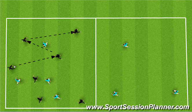 Football/Soccer Session Plan Drill (Colour): Transition Game (50 pass)