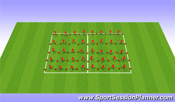 Football/Soccer Session Plan Drill (Colour): Ball mastery warm up