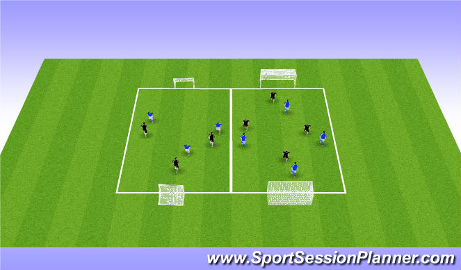 Football/Soccer Session Plan Drill (Colour): 3v3 or 4v4 Game + Ball Mastery