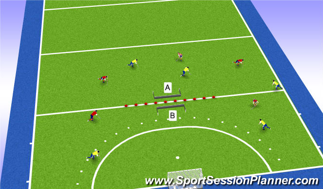 Hockey Session Plan Drill (Colour): Het spel leren verleggen