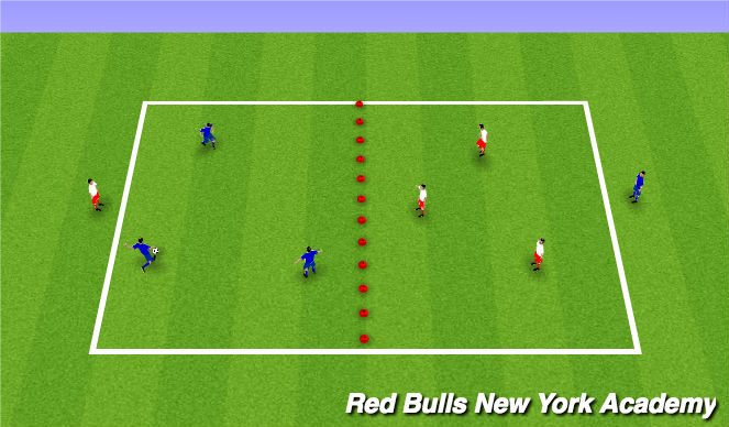Football/Soccer Session Plan Drill (Colour): End to end sectioned passing