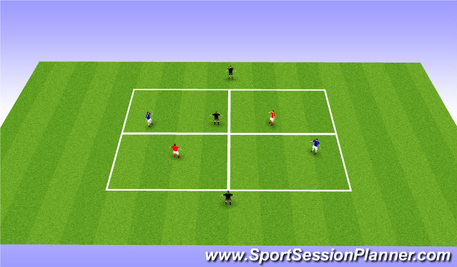 Football/Soccer Session Plan Drill (Colour): 4v4 Support play