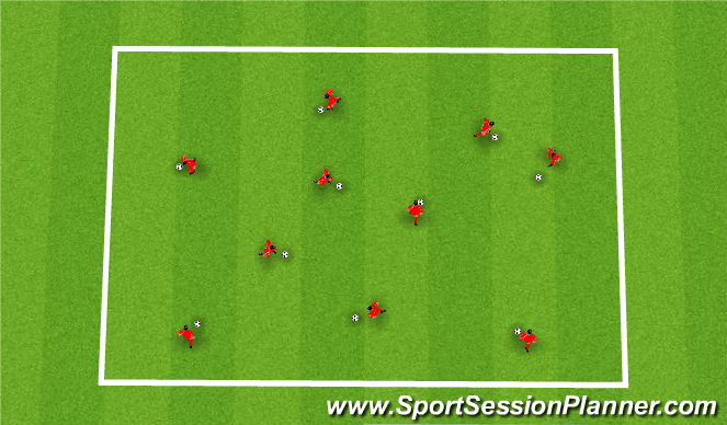Football/Soccer Session Plan Drill (Colour): Warm up/Ball mastery