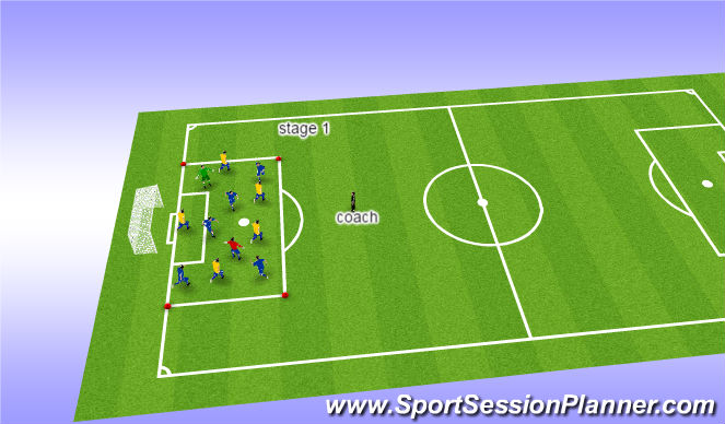 Football/Soccer Session Plan Drill (Colour): Warm up Stage 1 ( 5-7)