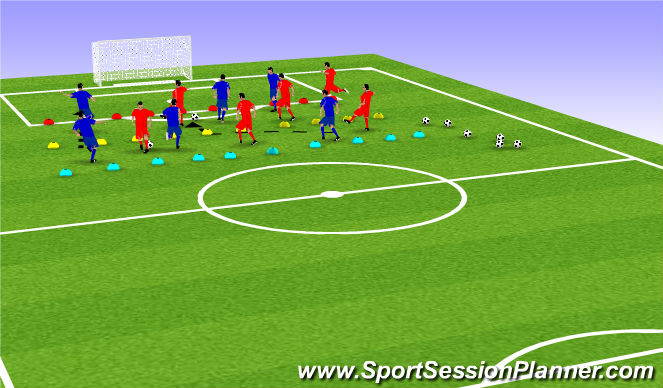 Football/Soccer Session Plan Drill (Colour): Defend and attack