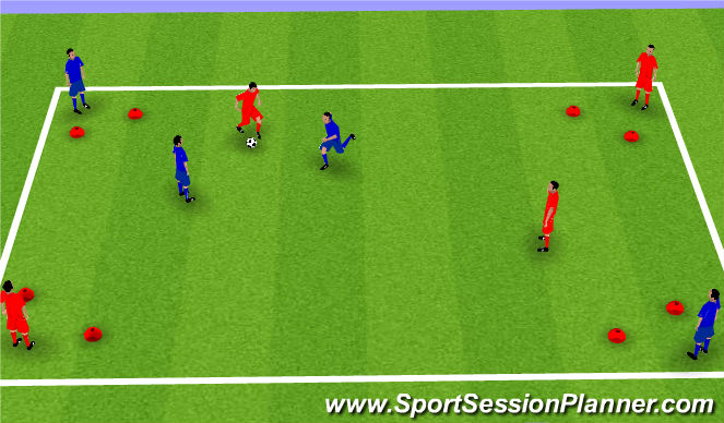 Football/Soccer Session Plan Drill (Colour): 2v2 to Diagonal Gates