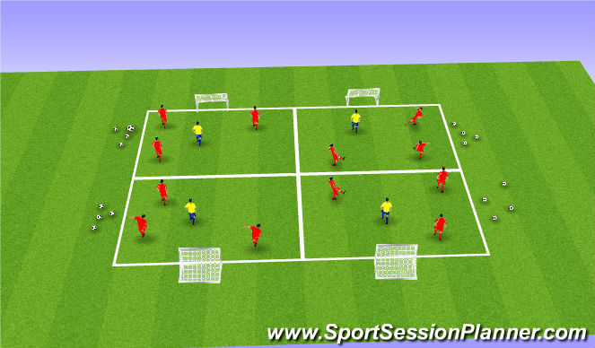 Football/Soccer Session Plan Drill (Colour): 3v1 with goal