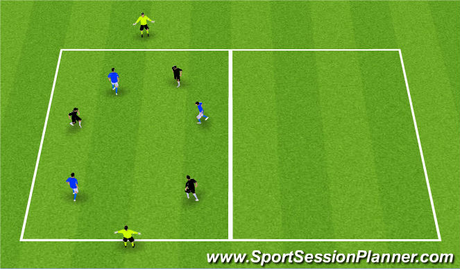 Football/Soccer Session Plan Drill (Colour): Possession 3v3+2 Targets