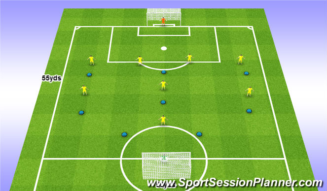 Football/Soccer Session Plan Drill (Colour): 9v9 Game