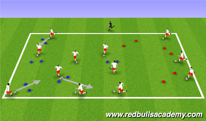 Football/Soccer Session Plan Drill (Colour): Space invaders