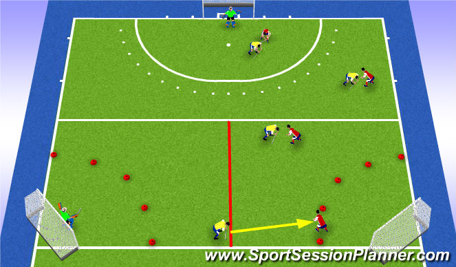 Hockey Session Plan Drill (Colour): 4v4