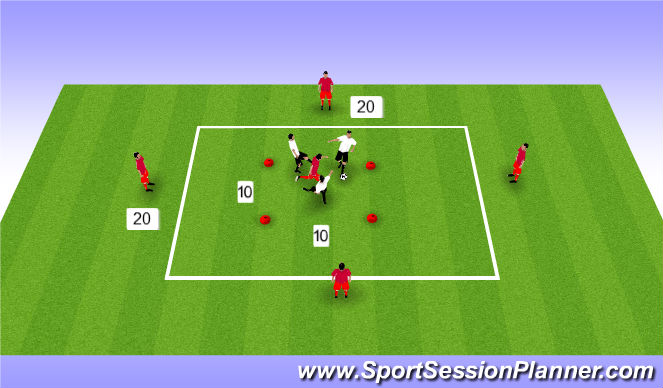 Football/Soccer Session Plan Drill (Colour): 3v1 and 5v3