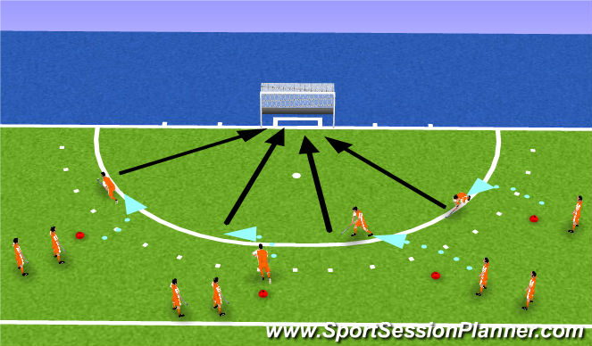 Hockey Session Plan Drill (Colour): Basistechniek van de backhandslag verbeteren