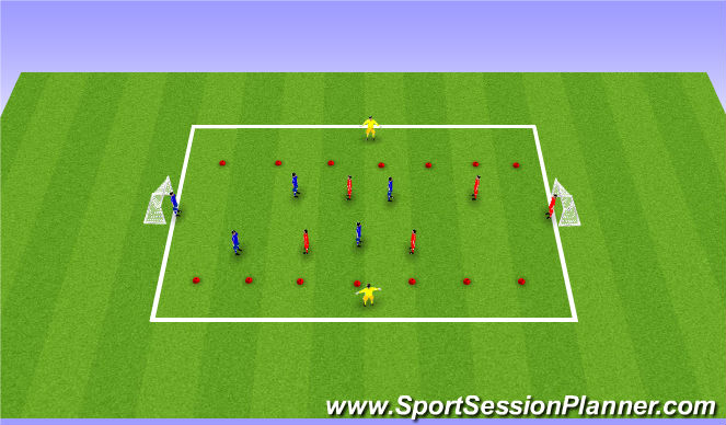 Football/Soccer Session Plan Drill (Colour): 4 v 4 with Wing Zone (15 mins)