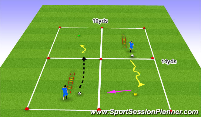 Football/Soccer Session Plan Drill (Colour): Ladder + Ball footwork