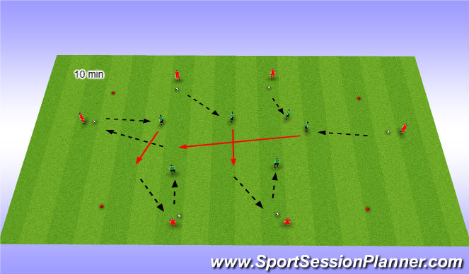 Football/Soccer Session Plan Drill (Colour): Passing and Receiving- receive and go to new player