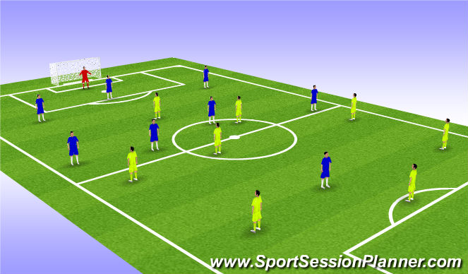 Football/Soccer Session Plan Drill (Colour): 9 vs 9 Functional game