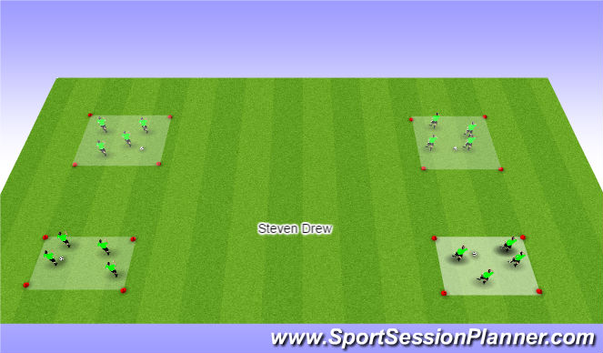 Football/Soccer Session Plan Drill (Colour): 4 Square Dyn WU