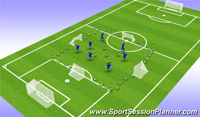 Football/Soccer Session Plan Drill (Colour): Agility/Finishing