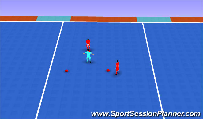 Futsal Session Plan Drill (Colour): 2 v1 Pass & Move Game