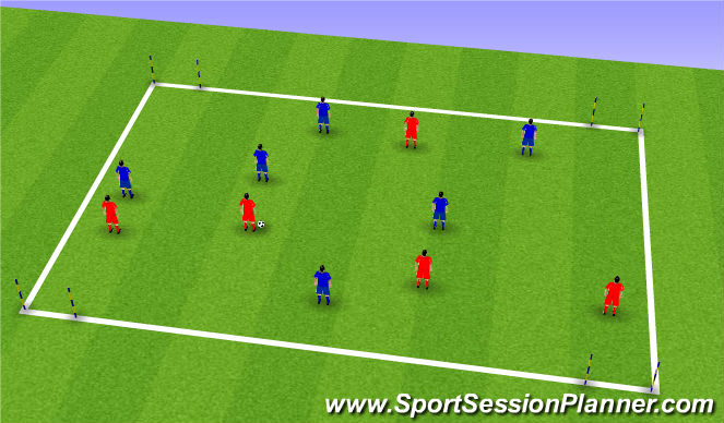 Football/Soccer Session Plan Drill (Colour): Progression 4 - 4 goal game