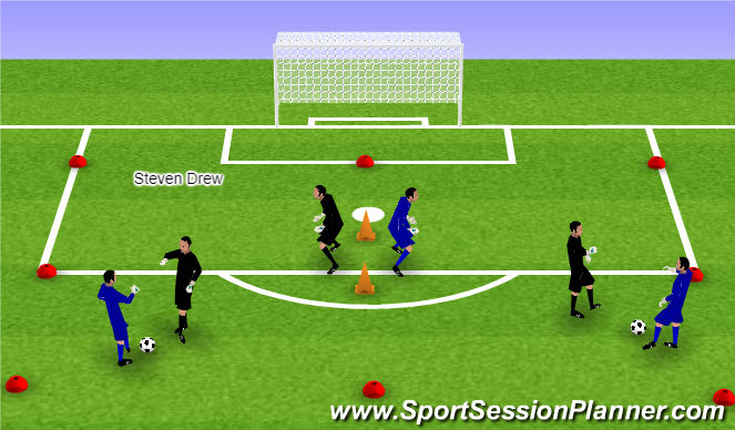 Football/Soccer Session Plan Drill (Colour): 3 vs 3