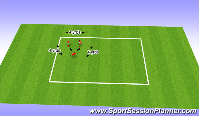 Football/Soccer Session Plan Drill (Colour): Volleys, chest Volley, header triangle