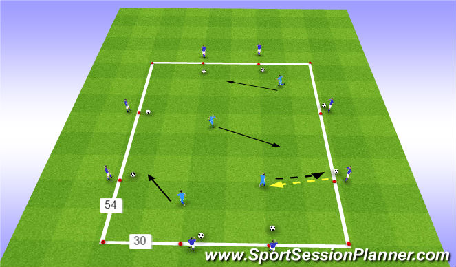 Football/Soccer Session Plan Drill (Colour): One Touch Pass Warm-Up