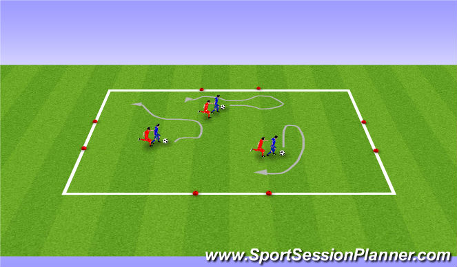 Football/Soccer Session Plan Drill (Colour): Warm-Up - Ball Familiarisation (Step over and pull back)