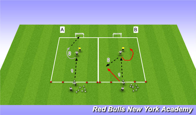 Football/Soccer Session Plan Drill (Colour): Technical reps, using body to shield ball