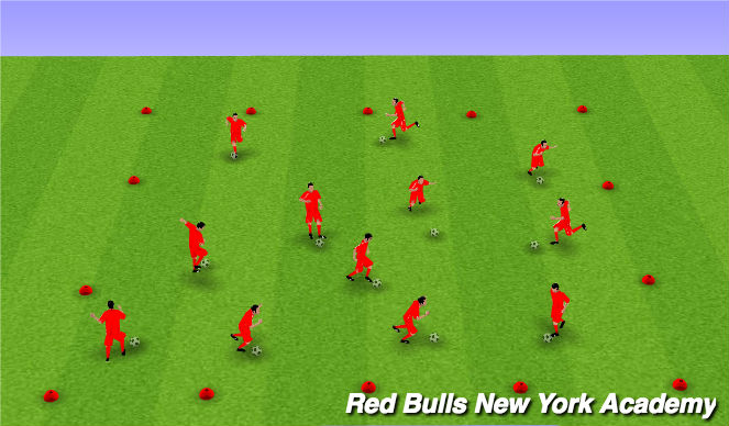 Football/Soccer Session Plan Drill (Colour): Warm-Up: Dribbling Foundation