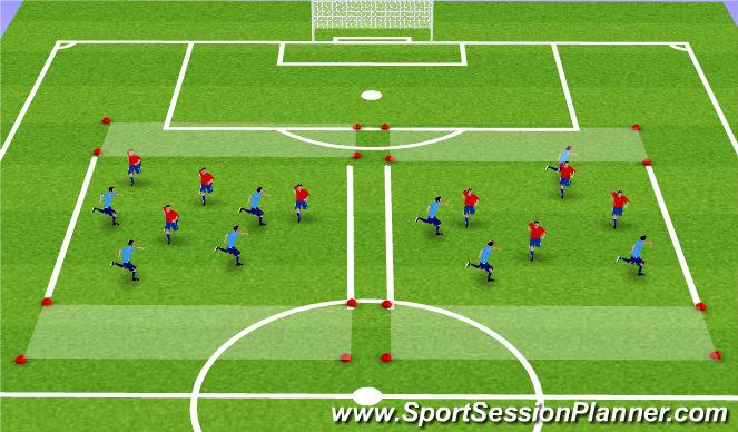 Football/Soccer Session Plan Drill (Colour): 4v4 w/dribbling goals